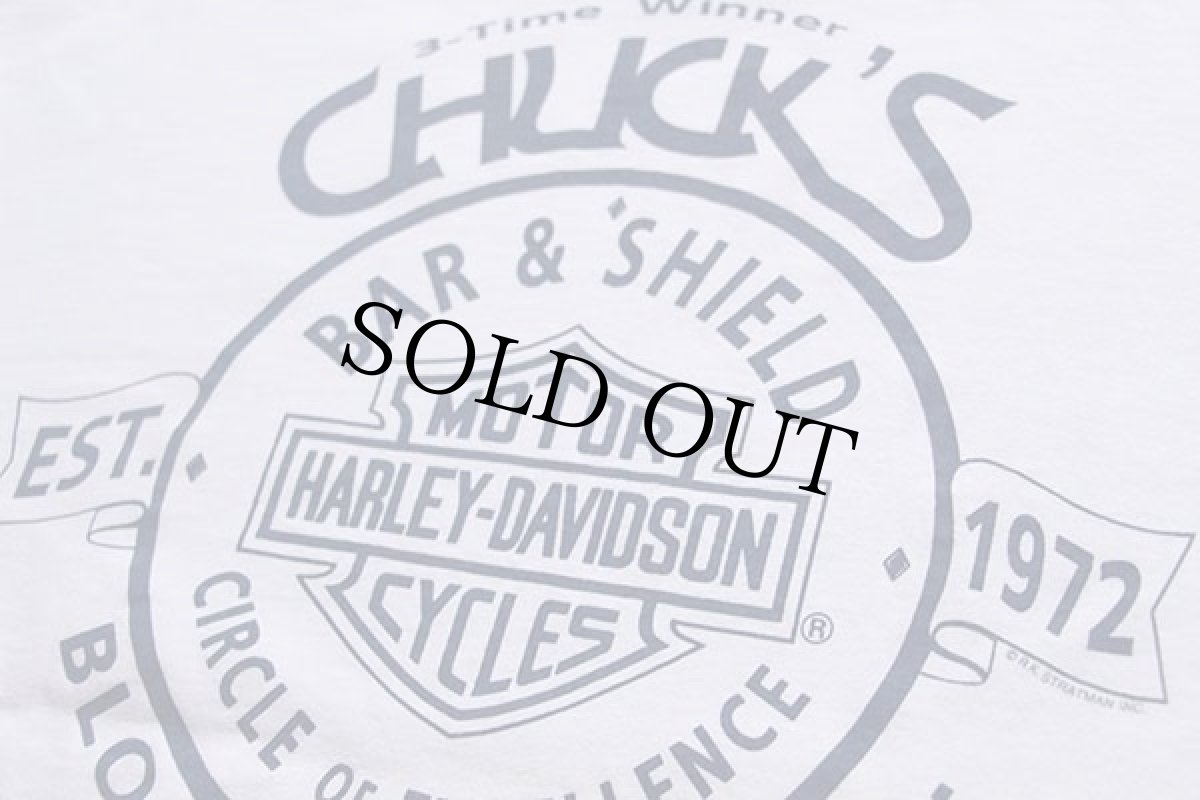 画像4: 90s USA製 HARLEY-DAVIDSON ハーレー ダビッドソン 星条旗柄 切り替え 両面プリント コットンTシャツ 白 XL (4)