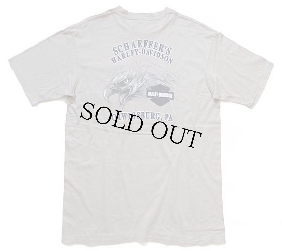 画像3: 00s USA製 HARLEY-DAVIDSON ハーレー ダビッドソン SCHAEFFER'S 両面プリント コットン ポケットTシャツ グレーベージュ L (3)