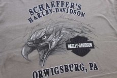 画像4: 00s USA製 HARLEY-DAVIDSON ハーレー ダビッドソン SCHAEFFER'S 両面プリント コットン ポケットTシャツ グレーベージュ L (4)