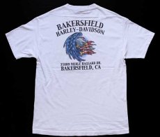 画像3: USA製 HARLEY-DAVIDSON ハーレー ダビッドソン BAKERSFIELD スカル 両面プリント コットンTシャツ 白 L (3)