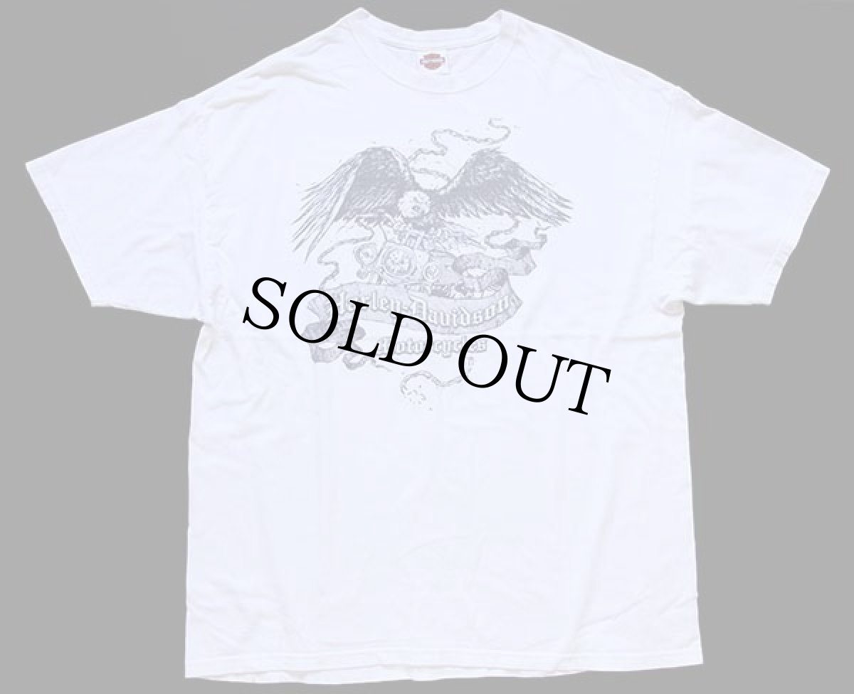 画像2: 00s USA製 HARLEY-DAVIDSON ハーレー ダビッドソン J&L イーグル 両面プリント コットンTシャツ 白 2XL (2)