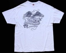 画像2: 00s USA製 HARLEY-DAVIDSON ハーレー ダビッドソン J&L イーグル 両面プリント コットンTシャツ 白 2XL (2)