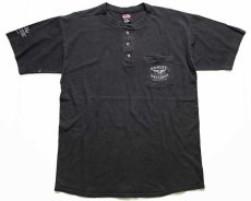 画像2: 90s USA製 HARLEY-DAVIDSON ハーレー ダビッドソン ヘンリーネック コットン ポケットTシャツ 黒 L (2)