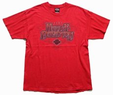 画像2: 00s USA製 Hanes HARLEY-DAVIDSON ハーレー ダビッドソン CHANDLER 両面プリント コットンTシャツ 赤 L (2)