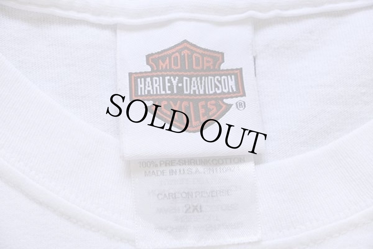 画像6: 00s USA製 HARLEY-DAVIDSON ハーレー ダビッドソン J&L イーグル 両面プリント コットンTシャツ 白 2XL (6)