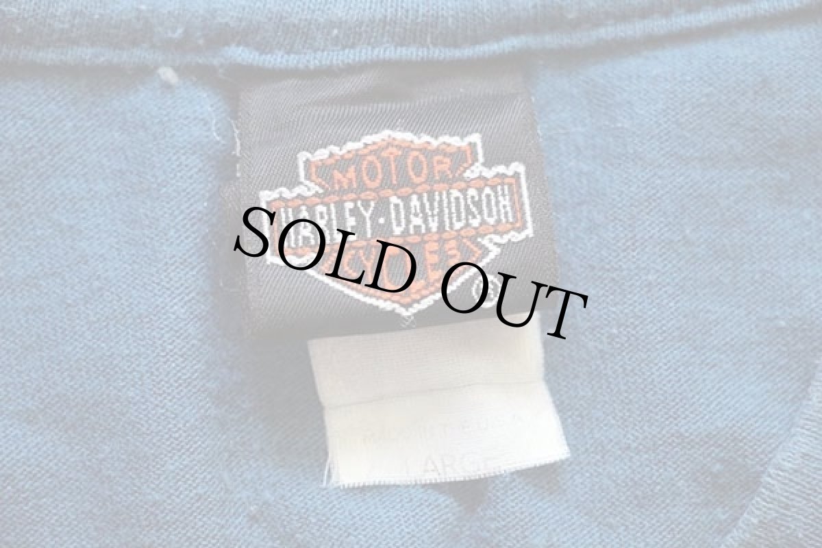 画像6: 00s USA製 HARLEY-DAVIDSON ハーレー ダビッドソン SPACE COAST 両面プリント コットンTシャツ 杢ブルー L (6)