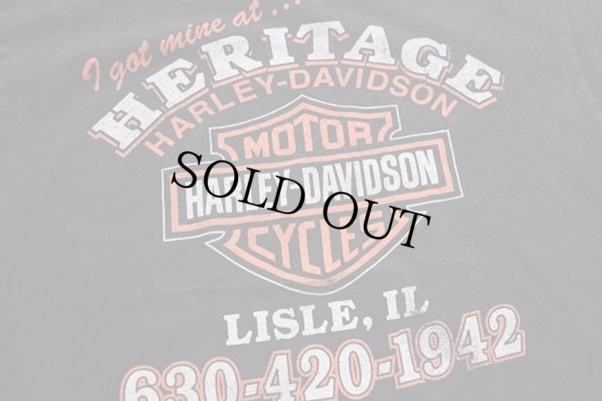 画像4: 00s Hanes HARLEY-DAVIDSON ハーレー ダビッドソン HERITAGE 両面プリント コットンTシャツ 黒 L (4)