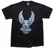 画像2: 90s USA製 HARLEY-DAVIDSON ハーレー ダビッドソン HOLLYWOOD CALIFORNIA 両面プリント コットンTシャツ 黒 L (2)