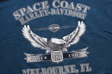 画像4: 00s USA製 HARLEY-DAVIDSON ハーレー ダビッドソン SPACE COAST 両面プリント コットンTシャツ 杢ブルー L (4)