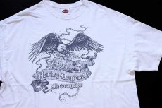 画像1: 00s USA製 HARLEY-DAVIDSON ハーレー ダビッドソン J&L イーグル 両面プリント コットンTシャツ 白 2XL (1)