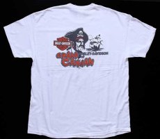 画像3: 00s USA製 Hanes HARLEY-DAVIDSON ハーレー ダビッドソン GRAND CAYMAN 海賊 両面プリント コットンTシャツ 白 XL (3)