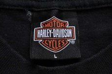 画像6: 00s USA製 HARLEY-DAVIDSON ハーレー ダビッドソン BARNETT'S スカル 両面プリント コットンTシャツ 黒 L (6)