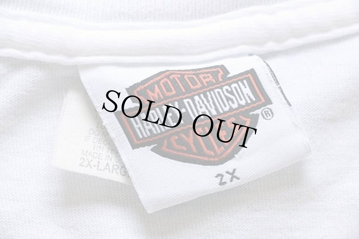 画像6: 00s USA製 HARLEY-DAVIDSON ハーレー ダビッドソン HORSEPOWER 両面プリント コットン ポケットTシャツ 白 2XL (6)