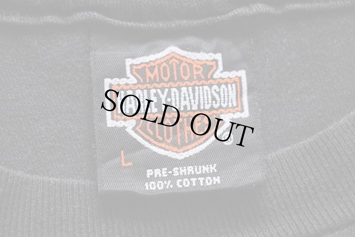 画像5: 90s USA製 Hanes HARLEY-DAVIDSON ハーレー ダビッドソン BIRMINGHAM 両面プリント コットン ポケットTシャツ 黒 L (5)