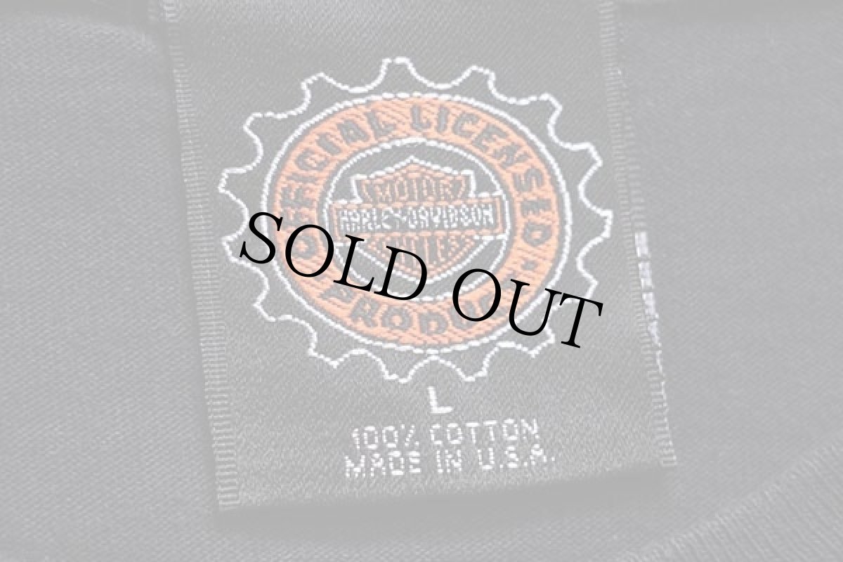 画像6: 90s USA製 HARLEY-DAVIDSON ハーレー ダビッドソン HOLLYWOOD CALIFORNIA 両面プリント コットンTシャツ 黒 L (6)