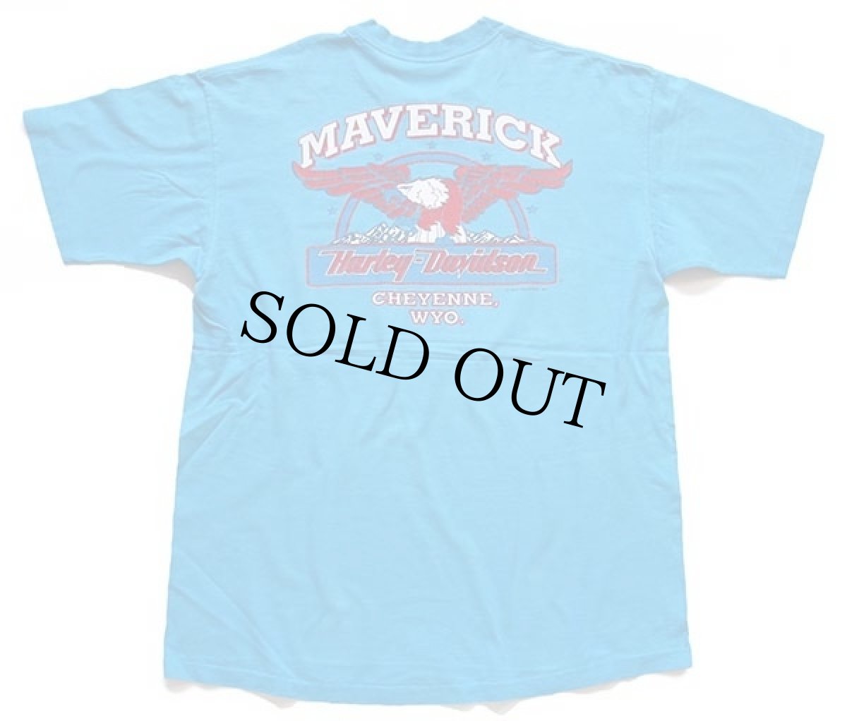 画像3: 90s HARLEY-DAVIDSON ハーレー ダビッドソン MAVERICK イーグル 両面プリント コットンTシャツ 青 (3)