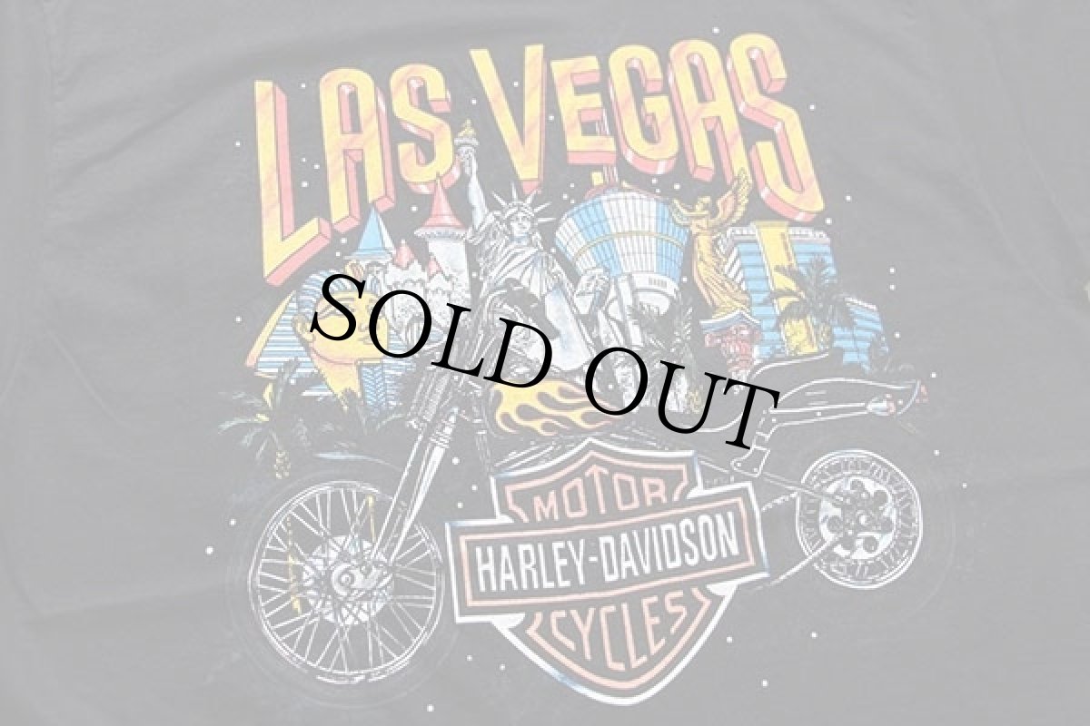 画像4: 90s USA製 Hanes HARLEY-DAVIDSON ハーレー ダビッドソン LASVEGAS 両面プリント コットン ポケットTシャツ 黒 L (4)