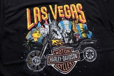 画像4: 90s USA製 Hanes HARLEY-DAVIDSON ハーレー ダビッドソン LASVEGAS 両面プリント コットン ポケットTシャツ 黒 L (4)