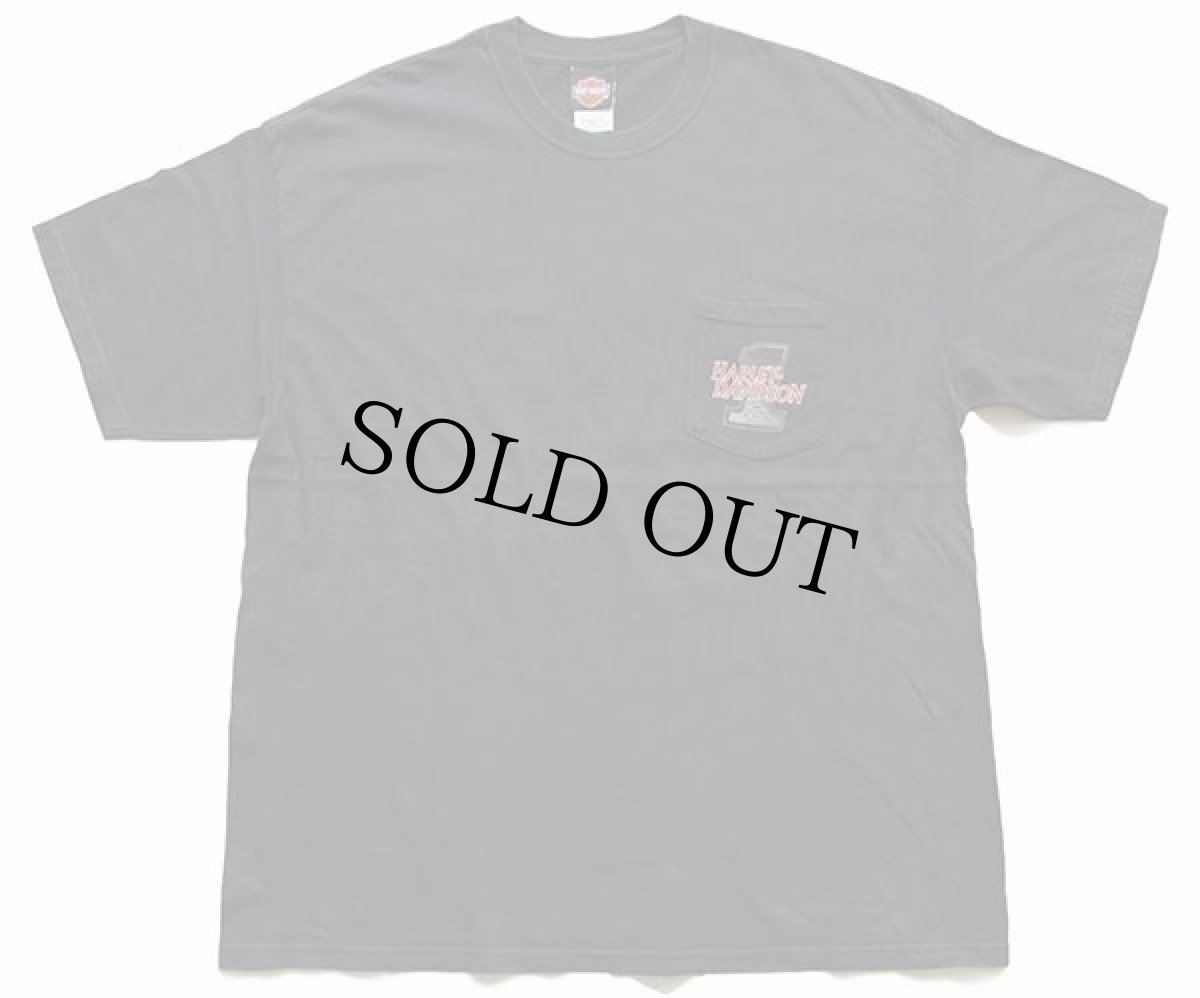 画像2: 00s USA製 Hanes HARLEY-DAVIDSON ハーレー ダビッドソン EasternShore 両面プリント コットン ポケットTシャツ 黒 XL (2)