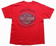 画像3: 00s USA製 Hanes HARLEY-DAVIDSON ハーレー ダビッドソン CHANDLER 両面プリント コットンTシャツ 赤 L (3)