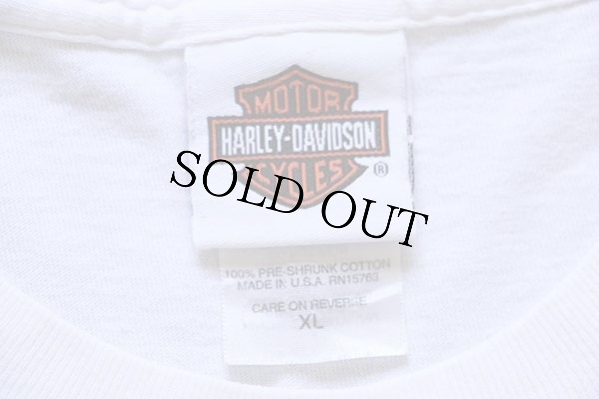 画像6: 00s USA製 Hanes HARLEY-DAVIDSON ハーレー ダビッドソン MAKIN' Tracks 海賊 両面プリント コットンTシャツ 白 XL (6)