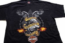 画像1: 00s USA製 HARLEY-DAVIDSON ハーレー ダビッドソン BERLIN 両面プリント コットンTシャツ 黒 XL (1)