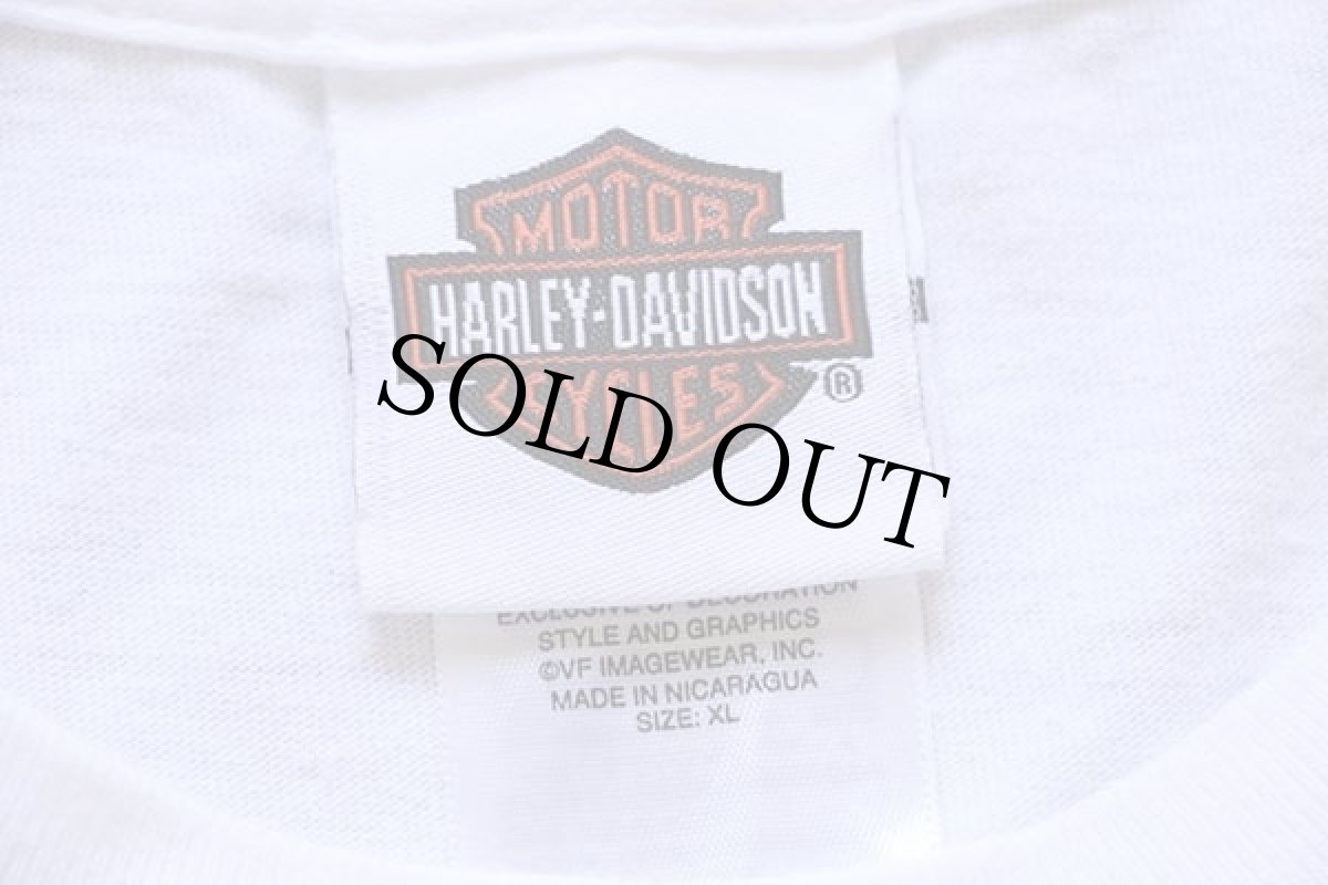 画像6: HARLEY-DAVIDSON ハーレー ダビッドソン GENUINE エンジン 両面プリント コットン ポケットTシャツ 白 XL (6)