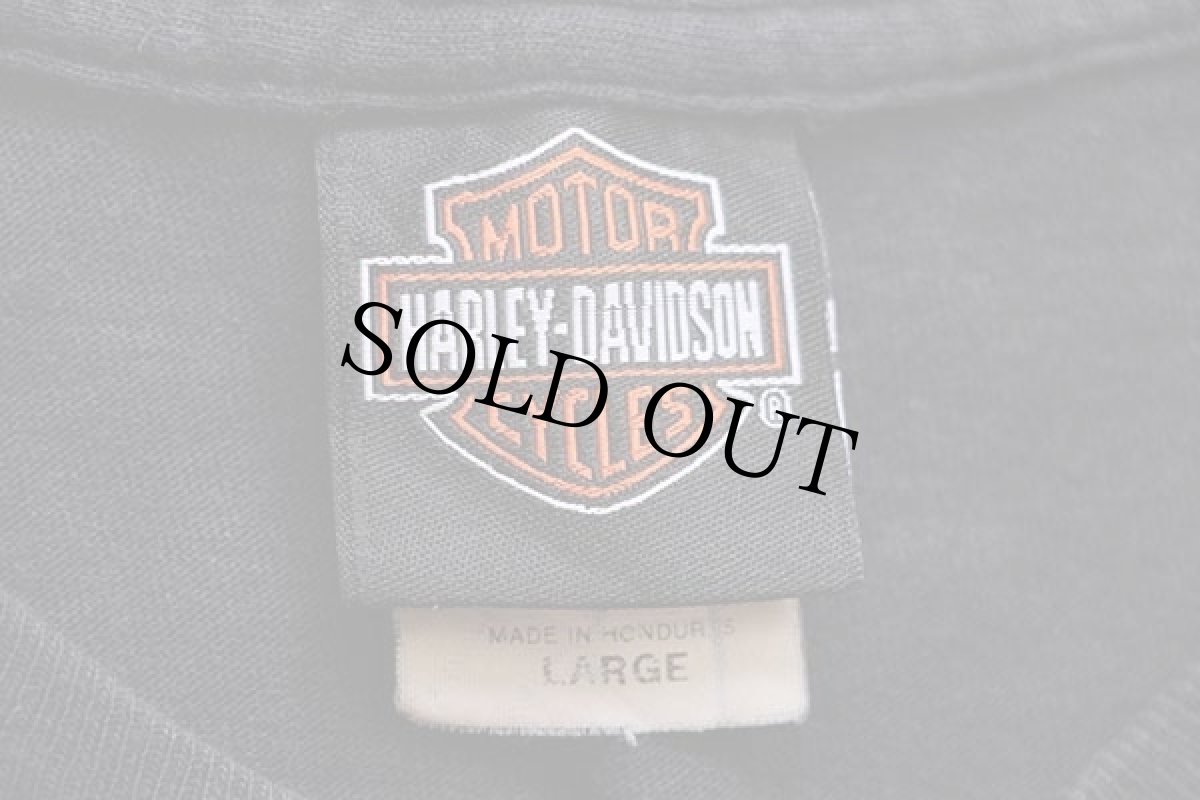 画像6: 00s Hanes HARLEY-DAVIDSON ハーレー ダビッドソン HERITAGE 両面プリント コットンTシャツ 黒 L (6)