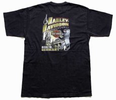 画像4: 00s USA製 HARLEY-DAVIDSON ハーレー ダビッドソン BERLIN 両面プリント コットンTシャツ 黒 XL (4)