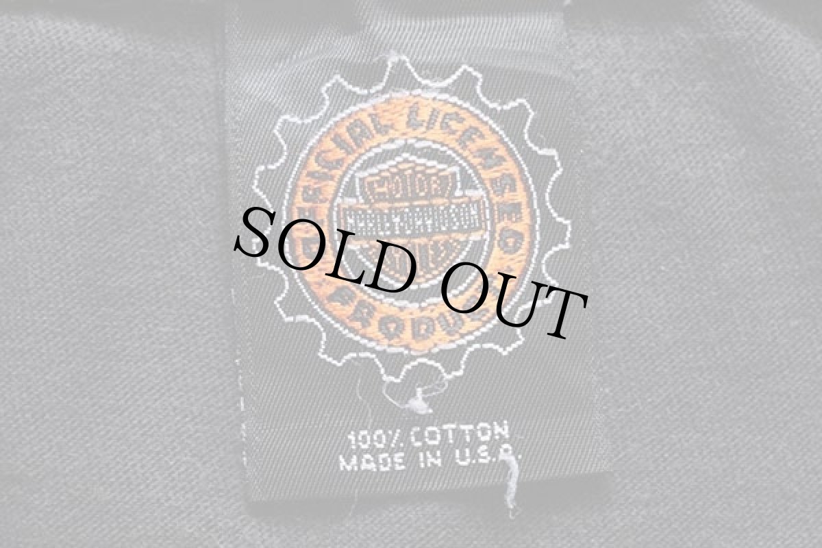 画像4: 00s USA製 HARLEY-DAVIDSON ハーレー ダビッドソン チェッカーフラッグ コットンTシャツ 黒 L (4)