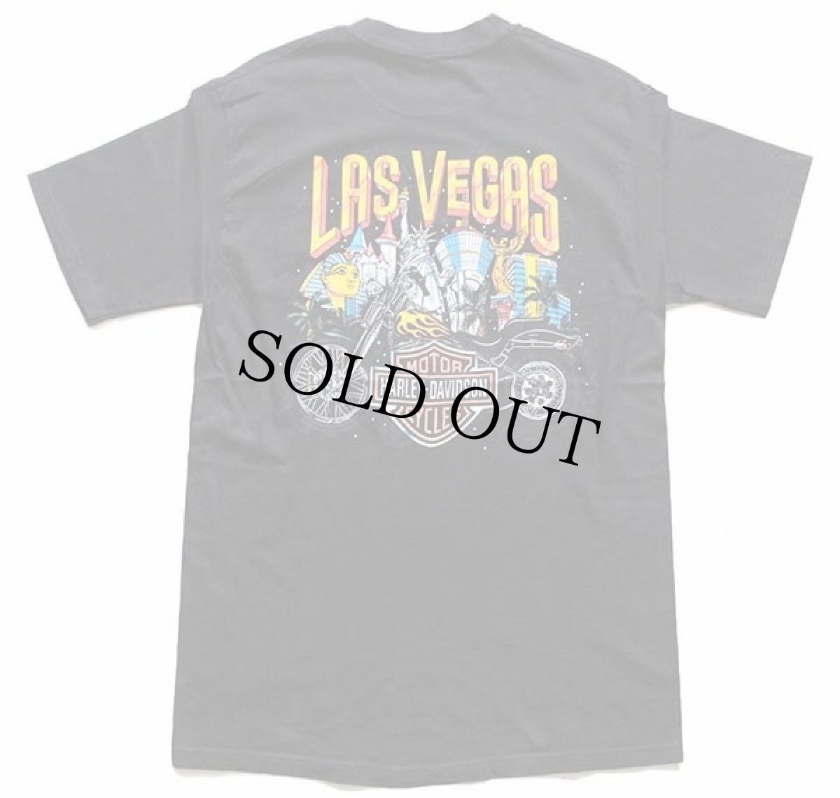 画像3: 90s USA製 Hanes HARLEY-DAVIDSON ハーレー ダビッドソン LASVEGAS 両面プリント コットン ポケットTシャツ 黒 L (3)