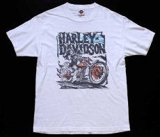 画像2: USA製 HARLEY-DAVIDSON ハーレー ダビッドソン BAKERSFIELD スカル 両面プリント コットンTシャツ 白 L (2)