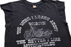 画像1: 80s USA製 HARLEY-DAVIDSON ハーレー ダビッドソン 両面プリント カットオフ ノースリーブTシャツ 黒 S (1)