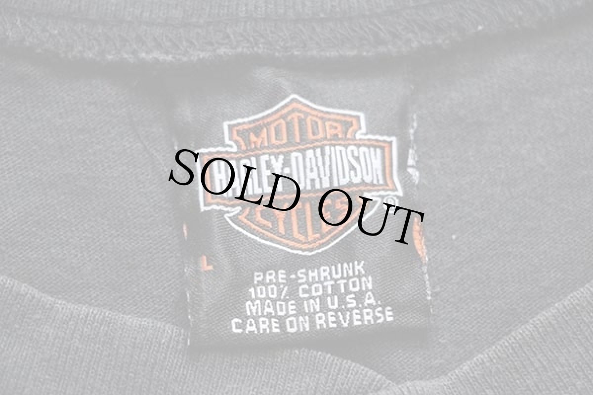 画像4: 90s USA製 HARLEY-DAVIDSON ハーレー ダビッドソン ヘンリーネック コットン ポケットTシャツ 黒 L (4)