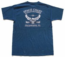 画像3: 00s USA製 HARLEY-DAVIDSON ハーレー ダビッドソン SPACE COAST 両面プリント コットンTシャツ 杢ブルー L (3)