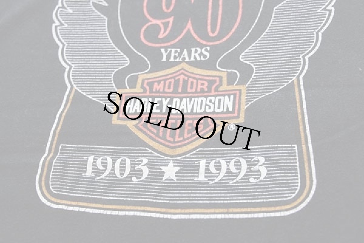 画像4: 90s HARLEY-DAVIDSON ハーレー ダビッドソン 90YEARS 両面プリント コットンTシャツ 黒 (4)