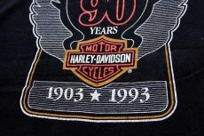 画像4: 90s HARLEY-DAVIDSON ハーレー ダビッドソン 90YEARS 両面プリント コットンTシャツ 黒 (4)