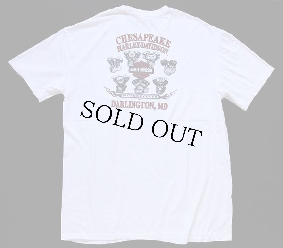 画像3: HARLEY-DAVIDSON ハーレー ダビッドソン GENUINE エンジン 両面プリント コットン ポケットTシャツ 白 XL (3)