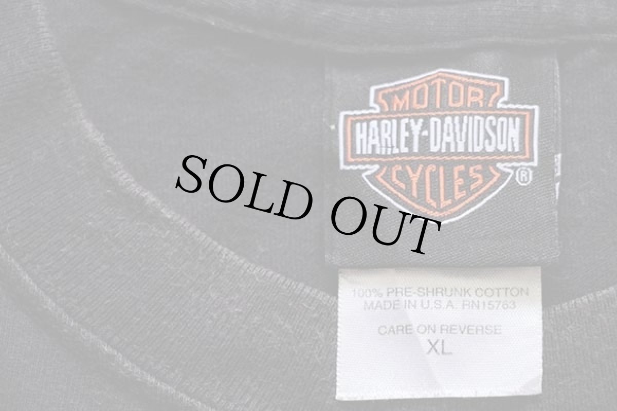 画像6: 00s USA製 Hanes HARLEY-DAVIDSON ハーレー ダビッドソン エイリアン 両面プリント コットンTシャツ 黒 XL (6)