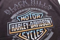 画像4: 00s USA製 HARLEY-DAVIDSON ハーレー ダビッドソン BLACK HILLS 両面プリント コットン ノースリーブTシャツ 黒 L (4)