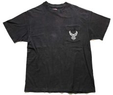 画像2: 90s USA製 Hanes HARLEY-DAVIDSON ハーレー ダビッドソン BIRMINGHAM 両面プリント コットン ポケットTシャツ 黒 L (2)