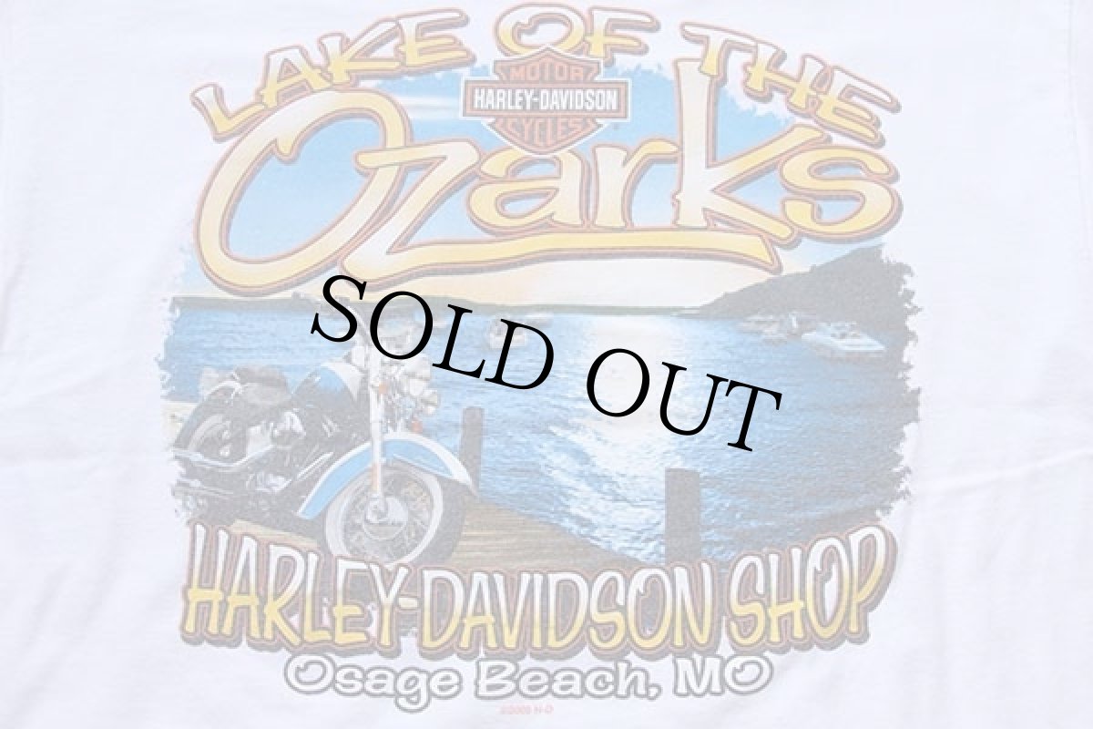 画像4: 00s USA製 Hanes HARLEY-DAVIDSON ハーレー ダビッドソン ロゴ 両面プリント ショート丈 コットンTシャツ カスタム 白 L (4)