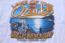 画像4: 00s USA製 Hanes HARLEY-DAVIDSON ハーレー ダビッドソン ロゴ 両面プリント ショート丈 コットンTシャツ カスタム 白 L (4)