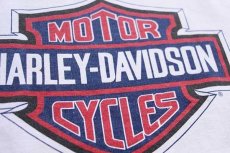 画像3: 90s USA製 HARLEY-DAVIDSON ハーレー ダビッドソン 星条旗柄 切り替え 両面プリント コットンTシャツ 白 XL (3)