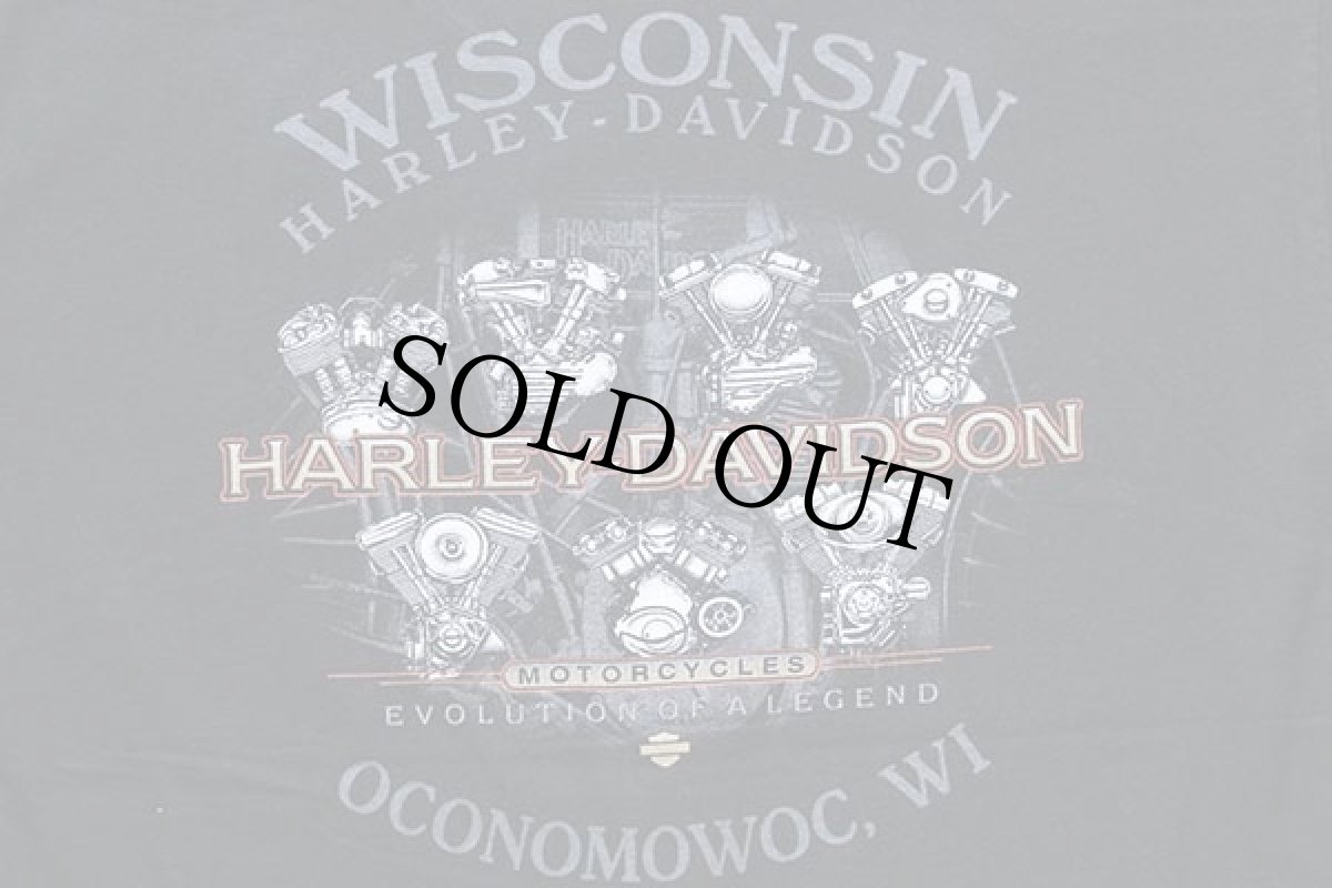 画像4: 00s USA製 Hanes HARLEY-DAVIDSON ハーレー ダビッドソン 100Years エンジン 両面プリント コットンTシャツ 黒 XL (4)