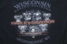画像4: 00s USA製 Hanes HARLEY-DAVIDSON ハーレー ダビッドソン 100Years エンジン 両面プリント コットンTシャツ 黒 XL (4)