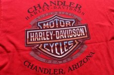 画像4: 00s USA製 Hanes HARLEY-DAVIDSON ハーレー ダビッドソン CHANDLER 両面プリント コットンTシャツ 赤 L (4)