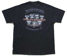 画像3: 00s USA製 Hanes HARLEY-DAVIDSON ハーレー ダビッドソン 100Years エンジン 両面プリント コットンTシャツ 黒 XL (3)