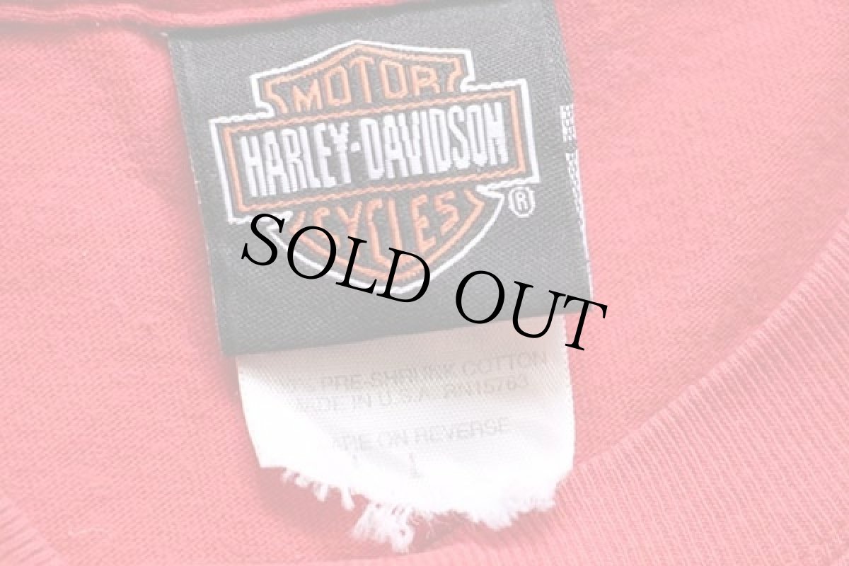 画像6: 00s USA製 Hanes HARLEY-DAVIDSON ハーレー ダビッドソン CHANDLER 両面プリント コットンTシャツ 赤 L (6)