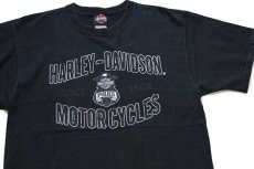 画像1: 00s USA製 HARLEY-DAVIDSON ハーレー ダビッドソン POLICE 1 両面プリント コットンTシャツ 黒 L (1)